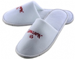 Embroidery logo velvet material slippers